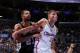 LOS ANGELES, CA - DECEMBER 16: Tim Duncan #21 of the San Antonio Spurs and Blake Griffin #32 of the Los Angeles Clippers battle for positioning at Staples Center on December 16, 2013 in Los Angeles, California. NOTE TO USER: User expressly acknowledges an