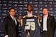 May 13, 2014; St. Louis, MO, USA; St. Louis Rams head coach Jeff Fisher (left), first-round pick offensive lineman Greg Robinson (middle) and general manager Les Snead pose for a photo after a press conference at Rams Park. Mandatory Credit: Jeff Curry-U