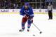 NEW YORK, NY - MAY 11: Brad Richards #19 of the New York Rangers controls the puck against the Pittsburgh Penguins during Game Six of the Second Round of the 2014 NHL Stanley Cup Playoffs at Madison Square Garden on May 11, 2014 in New York City. (Photo