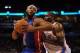 Apr 16, 2014; Oklahoma City, OK, USA; Detroit Pistons center Andre Drummond (0) drives to the basket against Oklahoma City Thunder center Kendrick Perkins (5) during the first quarter at Chesapeake Energy Arena. Mandatory Credit: Mark D. Smith-USA TODAY S