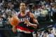 DALLAS - APRIL 19: Scottie Pippen #33 of the Portland Trail Blazers advances the ball against the Dallas Mavericks in Game one of the Western Conference Quarterfinals during the 2003 NBA Playoffs at American Airlines Center on April 19, 2003 in Dallas, T