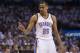 OKLAHOMA CITY, OK - May 13: Thabo Sefolosha #25 of the Oklahoma City Thunder on the court in Game 5 of the Western Conference Semifinals against the Los Angeles Clippers during the 2014 NBA Playoffs at the Chesapeake Arena on May 13, 2014 in Oklahoma City