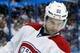Apr 18, 2014; Tampa, FL, USA; Montreal Canadiens center David Desharnais (51) against the Tampa Bay Lightning during the second period in game two of the first round of the 2014 Stanley Cup Playoffs at Tampa Bay Times Forum. Mandatory Credit: Kim Klement-