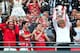 LONDON, ENGLAND - MAY 17: Arsene Wenger manager of Arsenal (R) lifts the trophy in celebration alongside Lukas Podolski (L), Mikel Arteta (2L) and Thomas Vermaelen (2R) after the FA Cup with Budweiser Final match between Arsenal and Hull City at Wembley