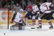 LONDON, ON - MAY 17: Justin Nichols #39 of the Guelph Storm watches a shot slip wide against the Edmonton Oil Kings in Game Two of the 2014 Mastercard Memorial Cup at Budweiser Gardens on May 17, 2014 in London, Ontario, Canada. (Photo by Claus Andersen/