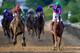 BALTIMORE, MD - MAY 17: California Chrome #3, ridden by Victor Espinoza, crosses the finishline to win the 139th running of the Preakness Stakes at Pimlico Race Course on May 17, 2014 in Baltimore, Maryland. (Photo by Rob Carr/Getty Images)