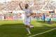 GETAFE, SPAIN - FEBRUARY 16: Karim Benzema of Real Madrid CF celebrates scoring their second goal during the La Liga match between Getafe CF and Real Madrid CF at Coliseum Alfonso Perez on February 16, 2014 in Getafe, Spain. (Photo by Gonzalo Arroyo Mor