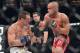 Nov 2, 2013; Long Beach, CA, USA; Eddie Alvarez (red gloves) and Michael Chandler (blue gloves) during their Bellator lightweight world championship fight at the Long Beach Arena. Alvarez won the fight. Mandatory Credit: Jayne Kamin-Oncea-USA TODAY Spor