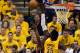 May 18, 2014; Indianapolis, IN, USA;Miami Heat guard Mario Chalmers (15) has his shot blocked by Indiana Pacers center Roy Hibbert (55) during the first period of game one of the Eastern Conference Finals of the 2014 NBA Playoffs at Bankers Life Fieldhous