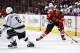 May 18, 2014; Chicago, IL, USA; Chicago Blackhawks left wing Bryan Bickell (29) brings the puck up against Los Angeles Kings defenseman Drew Doughty (8) during the second period in game one of the Western Conference Final of the 2014 Stanley Cup Playoffs