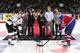 LONDON, ON - MAY 18: Ceremonial faceoff including ex London Knight stars Olli Maatta and David Bolland prior to play between the London Knights and the Edmonton Oil Kings in Game Three of the 2014 Mastercard Memorial Cup at Budweiser Gardens on May 18, 2