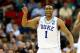 RALEIGH, NC - MARCH 21: Jabari Parker #1 of the Duke Blue Devils reacts in the second half against the Mercer Bears in the second round of the 2014 NCAA Men's Basketball Tournament at PNC Arena on March 21, 2014 in Raleigh, North Carolina. (Photo by Str