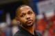 LOS ANGELES, CA - MAY 15: New Orleans Pelicans guard Eric Gordon attends Game Six of the Western Conference Semifinals between the Oklahoma City Thunder and the Los Angeles Clippers during the 2014 NBA Playoffs at Staples Center on May 15, 2014 in Los An