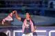 MADRID, SPAIN - MAY 18: Club Atletico de Madrid coach Diego Godin (C) celebrates after their tenth La Liga title at Neptuno Square on May 18, 2014 in Madrid, Spain. (Photo by Pablo Blazquez Dominguez/Getty Images)