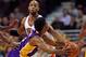 CHICAGO, IL - JANUARY 20: Taj Gibson #22 of the Chicago Bulls blocks the path of Nick Young #0 of the Los Angeles Lakers at the United Center on January 20, 2014 in Chicago, Illinois. The Bulls defeated the Lakers 102-100 in overtime. NOTE TO USER: User e
