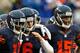 CHICAGO, IL - SEPTEMBER 15: (L-R) Alshon Jeffery #17, Jay Cutler #6 and Brandon Marshall #15 of the Chicago Bears watch as the extra point is kicked following the game-winning touchdown against the Minnesota Vikings at Soldier Field on September 15, 2013