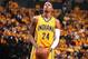 INDIANAPOLIS - MAY 18: Paul George #24 of the Indiana Pacers shoots a foul shot against the Miami Heat in game one of the East Conference Finals at Bankers Life Fieldhouse on May 18, 2014 in Indianapolis, Indiana. NOTE TO USER: User expressly acknowledge