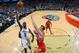 NEW ORLEANS, LA - APRIL 16: Anthony Morrow #3 of the New Orleans Pelicans goes up for a shot against the Houston Rockets during an NBA game on April 16, 2014 at the Smoothie King Center in New Orleans, Louisiana. NOTE TO USER: User expressly acknowledges