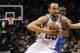 May 19, 2014; San Antonio, TX, USA; San Antonio Spurs guard Manu Ginobili (20) drives to the basket against the Oklahoma City Thunder in game one of the Western Conference Finals in the 2014 NBA Playoffs at AT&T Center. Mandatory Credit: Soobum Im-USA TOD