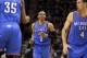 May 19, 2014; San Antonio, TX, USA; Oklahoma City Thunder guard Russell Westbrook (0) reacts after a shot against the San Antonio Spurs in game one of the Western Conference Finals in the 2014 NBA Playoffs at AT&T Center. The Spurs won 122-105. Mandatory