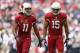 GLENDALE, AZ - DECEMBER 08: Wide receivers Larry Fitzgerald #11 and Michael Floyd #15 of the Arizona Cardinals during the NFL game against the St. Louis Rams at the University of Phoenix Stadium on December 8, 2013 in Glendale, Arizona. The Cardinals def