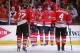 CHICAGO, IL - MAY 18: Jonathan Toews #19 of the Chicago Blackhawks celebrates his third period goal with teammates against the Los Angeles Kings in Game One of the Western Conference Final during the 2014 Stanley Cup Playoffs at United Center on May 18,