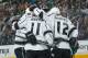 SAN JOSE, CA - APRIL 20: Anze Kopitar #11 and Marian Gaborik #12 of the Los Angeles Kings celebrate a goal against the San Jose Sharks in Game Two of the First Round of the 2014 Stanley Cup Playoffs at SAP Center on April 20, 2014 in San Jose, California.