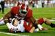 TUSCALOOSA, AL - OCTOBER 19: Denzel Devall #30 of the Alabama Crimson Tide sacks Brandon Allen #10 of the Arkansas Razorbacks at Bryant-Denny Stadium on October 19, 2013 in Tuscaloosa, Alabama. (Photo by Kevin C. Cox/Getty Images)
