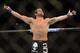 May 26, 2012; Las Vegas, NV, USA; Jamie Varner (pictured) celebrates during his fight against Edson Barboza (not pictured) during UFC 146 at the MGM Grand Garden event center. Mandatory Credit: Ron Chenoy-USA TODAY Sports