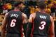 INDIANAPOLIS, IND - MAY 20: LeBron James #6 and Dwyane Wade #30 of the Miami Heat during the game against the Indiana Pacers in Game Two of the Eastern Conference Finals during the 2014 NBA Playoffs at Bankers Life Fieldhouse on May 20, 2014 in Indianapol