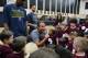 DENVER, CO - MARCH 2: Assistant Coach/Strength and Conditioning Coach Steve Hess of the Denver Nuggets talks to children during a Team Fit Clinic with patients / siblings / supporters from St. Jude Children’s Research Hospital as part of NBA Cares Pediatr