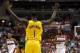 May 15, 2014; Washington, DC, USA; Indiana Pacers guard Lance Stephenson (1) celebrates against the Washington Wizards in the fourth quarter in game six of the second round of the 2014 NBA Playoffs at Verizon Center. The Pacers won 93-80, and won the seri