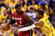 INDIANAPOLIS, IN - MAY 18: Paul George #24 of the Indiana Pacers defends against LeBron James #6 of the Miami Heat during Game One of the Eastern Conference Finals of the 2014 NBA Playoffs at Bankers Life Fieldhouse on May 18, 2014 in Indianapolis, India