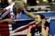 MANCHESTER, ENGLAND - FEBRUARY 18: Victoria Pendleton of Great Britain and SKY Track Cycling chats with Team Psychologist Steve Peters during day one of the UCI Track Cycling World Cup Classic at Manchester Velodrome on February 18, 2011 in Manchester,