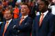AMSTERDAM, NETHERLANDS - MAY 17: Holland manager Louis van Gaal stands with assistant managers Danny Blind (L) and Patrick Kluivert (R) during the International Friendly match between The Netherlands and Ecuador at The Amsterdam Arena on May 17, 2014 in A