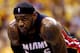 INDIANAPOLIS, IN - MAY 20: LeBron James #6 of the Miami Heat looks on during Game Two of the Eastern Conference Finals of the 2014 NBA Playoffs against the Indiana Pacers at at Bankers Life Fieldhouse on May 20, 2014 in Indianapolis, Indiana. NOTE TO USE