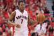 TORONTO, ON - MAY 4: Kyle Lowry #7 of the Toronto Raptors plays against the Brooklyn Nets in Game Seven of the NBA Eastern Conference Quarterfinals at the Air Canada Centre on May 4, 2014 in Toronto, Ontario, Canada. The Nets defeated the Raptors 104-103