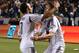 CARSON, CA - NOVEMBER 11: Robbie Keane #7 and Landon Donovan #10 of the Los Angeles Galaxy celebrate Keane's goal in extra time of the first half against the Seattle Sounders in Leg One of the Western Conference Championship at The Home Depot Center on N