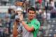ROME, ITALY - MAY 18: Novak Djokovic of Serbia with the trophy after defeating Rafael Nadal of Spain in the final during day eight of the Internazionali BNL d'Italia tennis 2014 on May 18, 2014 in Rome, Italy. (Photo by Julian Finney/Getty Images)
