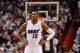 Mar 16, 2014; Miami, FL, USA; Miami Heat guard Mario Chalmers (15) takes a breather during the second half against the Houston Rockets at American Airlines Arena. Mandatory Credit: Steve Mitchell-USA TODAY Sports