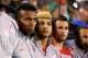 Apr 2, 2014; Glendale, AZ, USA; USA forward Julian Green (left) and defender DeAndre Yedlin (center) on the bench prior to the game against Mexico during a friendly match at University of Phoenix Stadium. The game ended in a 2-2 tie. Mandatory Credit: Mar