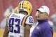 LSU WR Travin Dural and head coach Les Miles