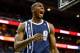 Apr 14, 2014; New Orleans, LA, USA; Oklahoma City Thunder forward Serge Ibaka (9) reacts after a play against the New Orleans Pelicans during the second quarter of a game at Smoothie King Center. Mandatory Credit: Derick E. Hingle-USA TODAY Sports