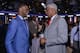 NEW YORK - MAY 20: Draft Prospect Andrew Wiggins chats with NBA Legend Julius Erving at a reception prior to the 2014 NBA Draft Lottery on May 20, 2014 at the ABC News' 'Good Morning America' Times Square Studio in New York City. NOTE TO USER: User expre