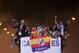 MADRID, SPAIN - MAY 25: Real Madrid players Sergio Ramos, Cristiano Ronaldo, Pepe, Jesus Fernandez, Marcelo and Angel Di Maria arrive on a bus to celebrate their victory In the UEFA Champions League Final match against Club Atletico de Madrid at Cibeles