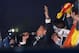 MADRID, SPAIN - MAY 25: Real Madrid player Cristiano Ronaldo celebrates the victory on the UEFA Champions League Final match against Club Atletico de Madrid at Cibeles Square on May, 25, 2014 in Madrid, Spain. Real Madrid CF has achieved their 10th Europ