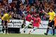 BURTON-UPON-TRENT, ENGLAND - MAY 05: James Hanson of Bradford is celebrates after scoring during the npower League Two Play Off Semi Final: Second Leg match between Burton Albion and Bradford City at Pirelli Stadium on May 5, 2013 in Burton-upon-Trent,