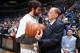 Minnesota Timberwolves owner Glen Taylor (right) with point guard Ricky Rubio.