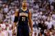 MIAMI, FL - MAY 26: David West #21 of the Indiana Pacers looks on against the Miami Heat during Game Four of the Eastern Conference Finals of the 2014 NBA Playoffs at American Airlines Arena on May 26, 2014 in Miami, Florida. NOTE TO USER: User expressly