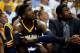 MIAMI, FL - MAY 26: Roy Hibbert #55 of the Indiana Pacers looks on from the bench against the Miami Heat during Game Four of the Eastern Conference Finals of the 2014 NBA Playoffs at American Airlines Arena on May 26, 2014 in Miami, Florida. NOTE TO USER